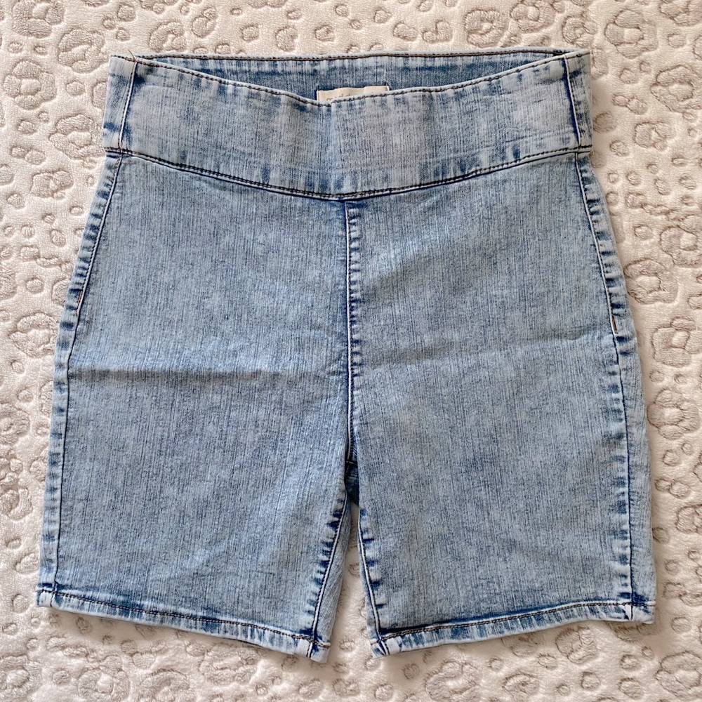 Madden Girl Denim-Look Biker Shorts